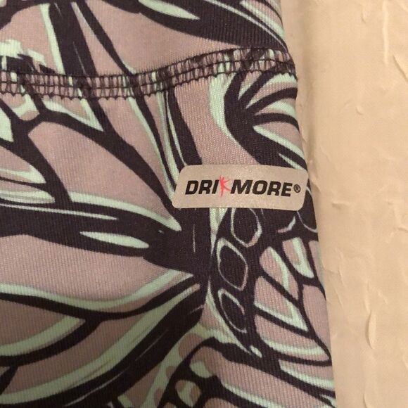 Danskin Now L Dri More Gray Teal Butterfly Athletic Active Leggings - Picture 8 of 14